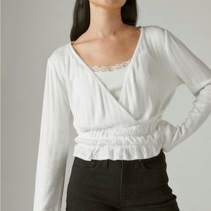 Lucky brand pointelle trim blouse